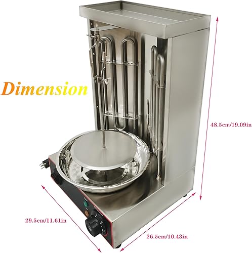 Miniatura 3 de HQHAOTWU Máquina de parrilla Máquina de barbacoa eléctrica Parrilla de acero inoxidable Horno giratorio Asador vertical eléctrico Temperatura