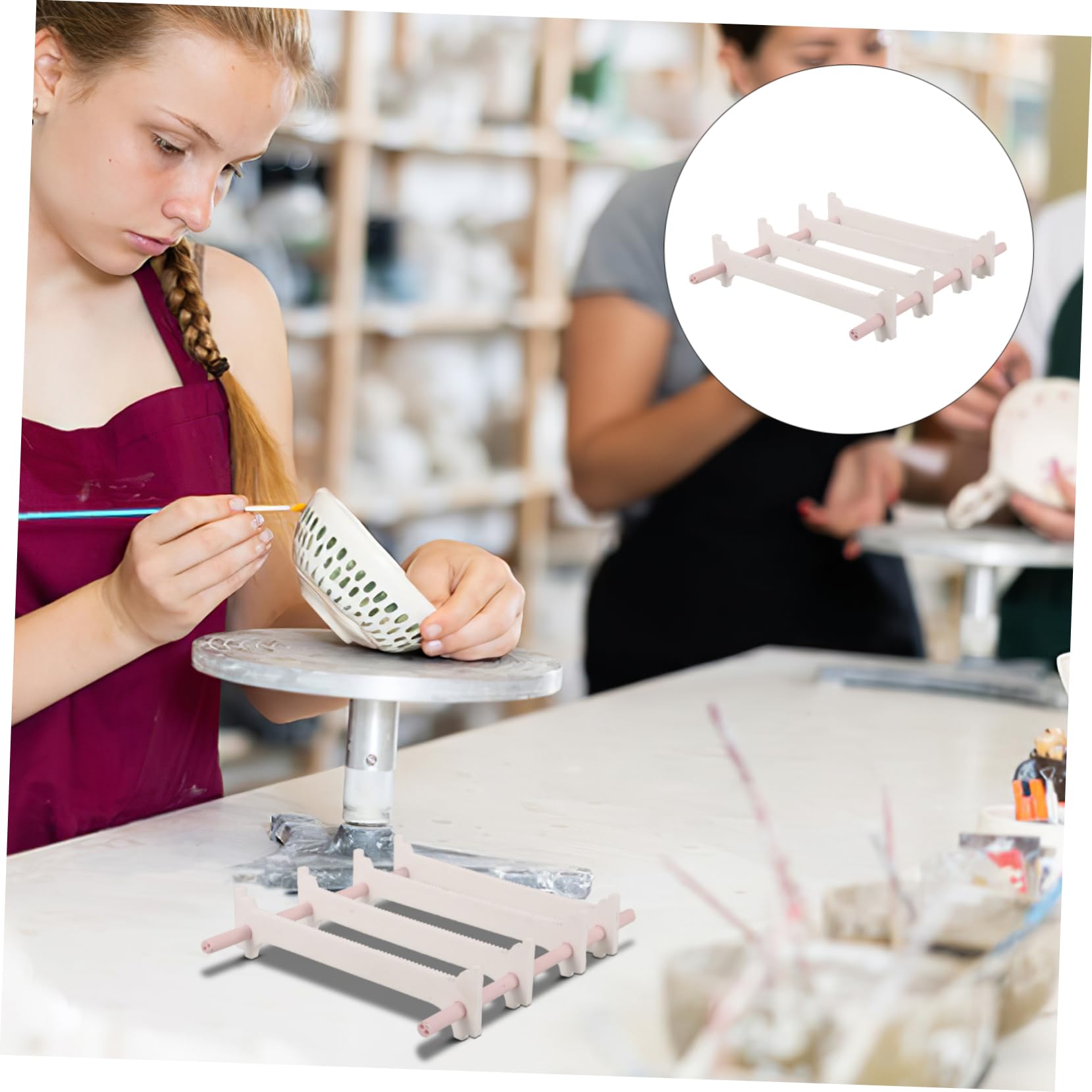 Brennofen für Hobbytöpfer mit Feuerfestem Ständer aus Aluminiumoxid Verschleißfest und Bruchunempfindlich für Keramik Schmuck und Kleine Anhänger Beim Brennen