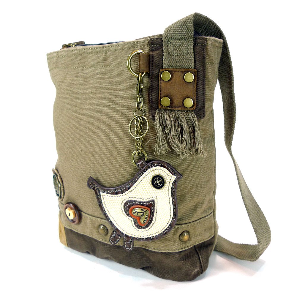 CHALA Patch Cross-Body Women Handbag, Canvas Messenger Bag Olive, Metal Charming Cross - Oliv, Medium — view 26