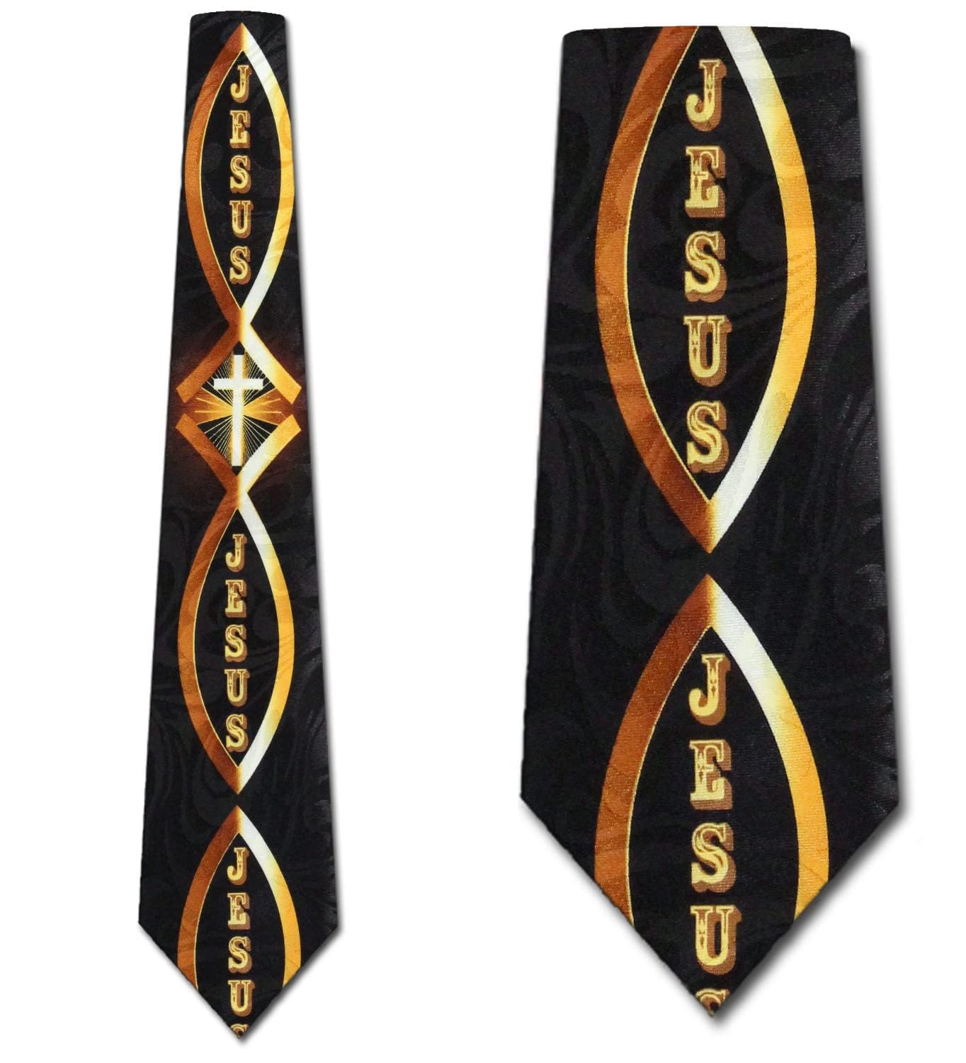 Cross Ties Mens Jesus Fish Necktie for Men Christian Tie Religious Neckties