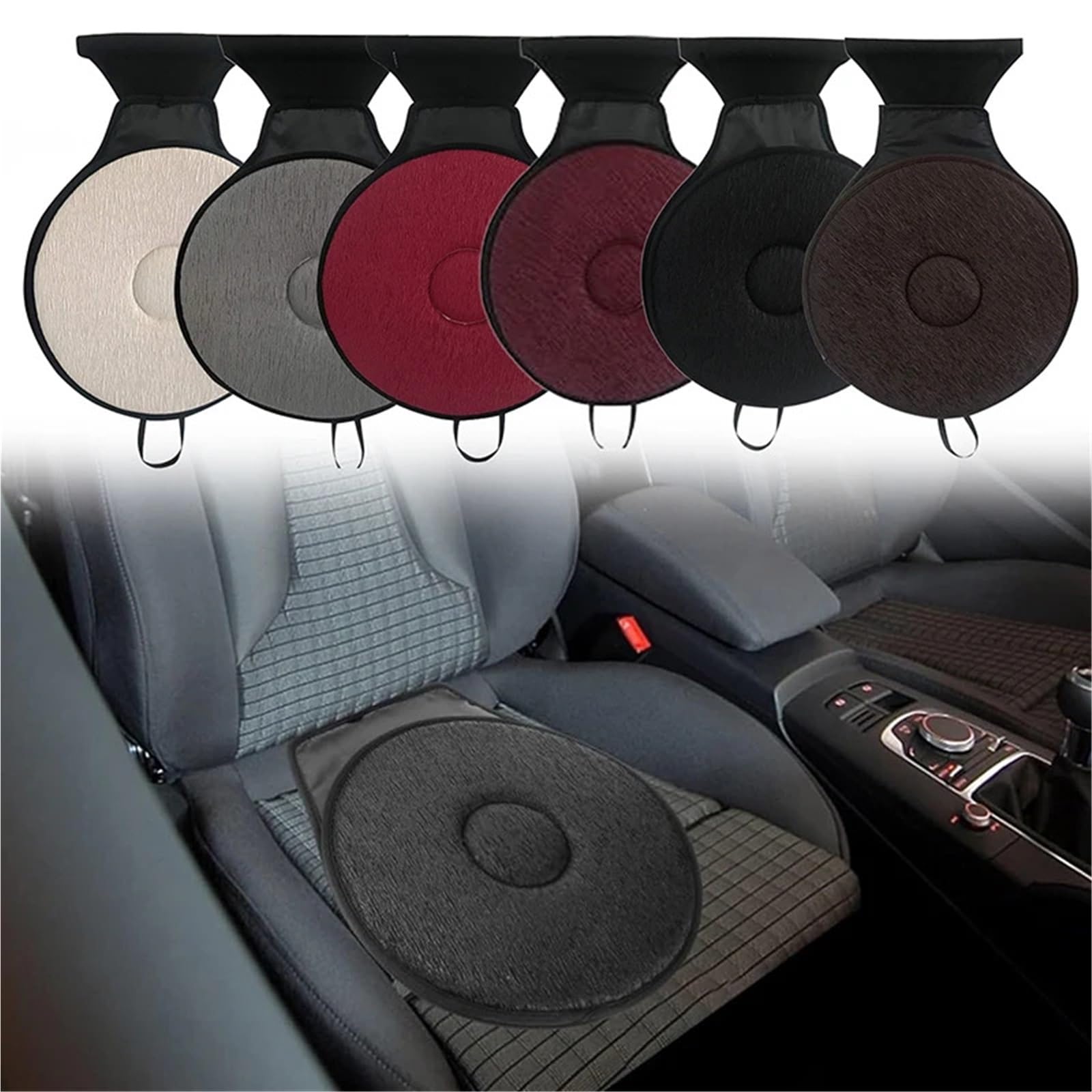 Cojín Giratorio de 360 ​​Grados for Silla de Coche, cojín for Asiento, Ayuda for la Movilidad, cojín Giratorio, Alfombrilla de Espuma viscoelástica portátil para Coches, Asientos(Grey)