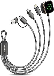 aceyoon 3in2 充電ケーブル 多機能 ストレート Type-C USBポート Lightningポート アップルウォッチ用 充電器 for Apple Watch ワイヤレス充電器 23.5cm 最大18W ダークグレー 3台デバイス 同時充電可能 for Apple Watch Ultra/iPhone/Samsung Galaxy など多機種対応