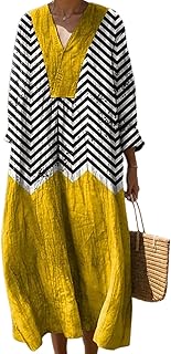 Women's Boho Smocked Long Sleeve Maxi Dress Summer Casual Loose Floral Beach Vacation Dress with Pockets