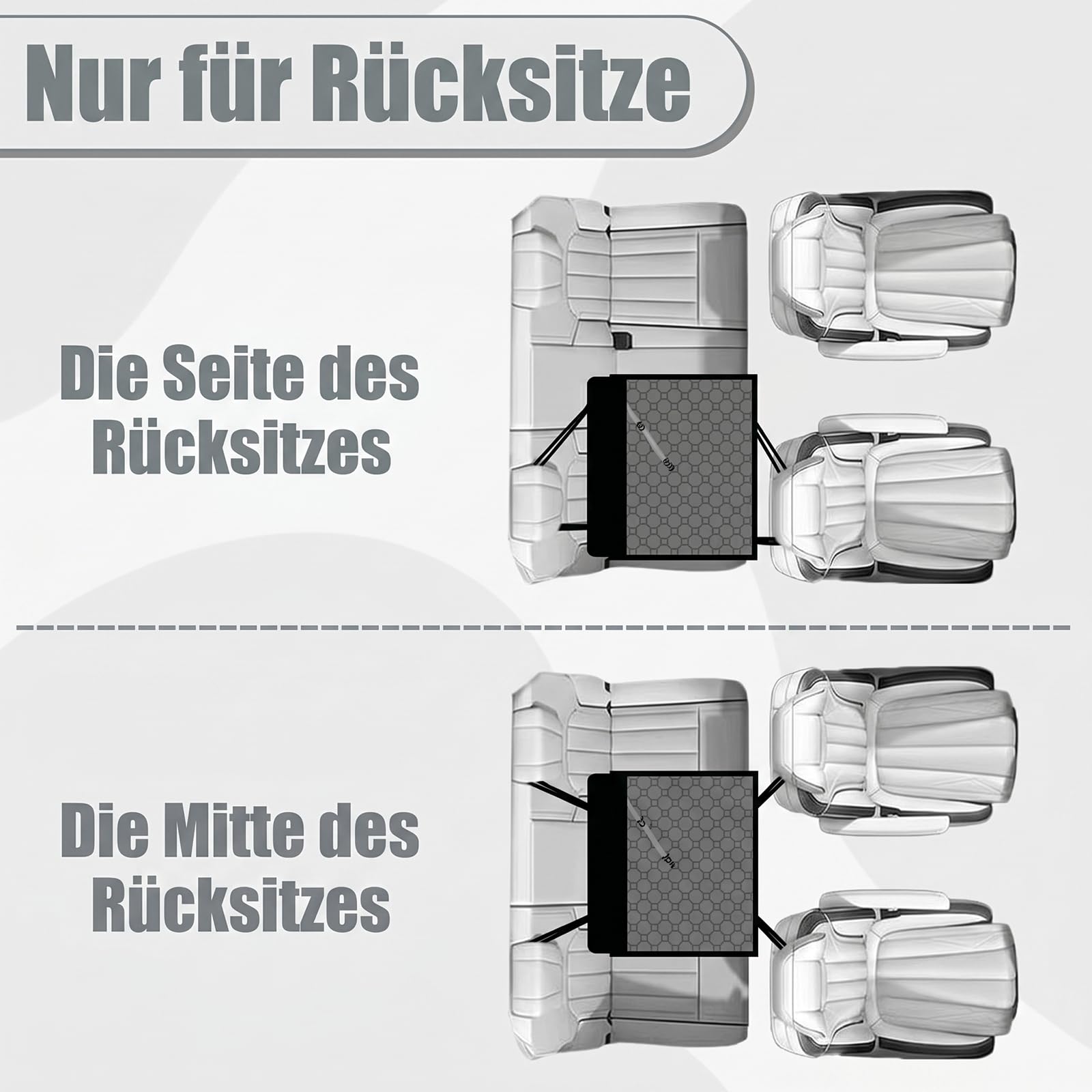 Verstärkter Hunde Autositz für Mittlere und Große Hunde, Hunde Autositz Rückbank – mit 4 Sicherheitsgurten für die Rückbank, Stabil, rutschfest, Faltbar & Waschbar, Kratzfest, Schwarz-L