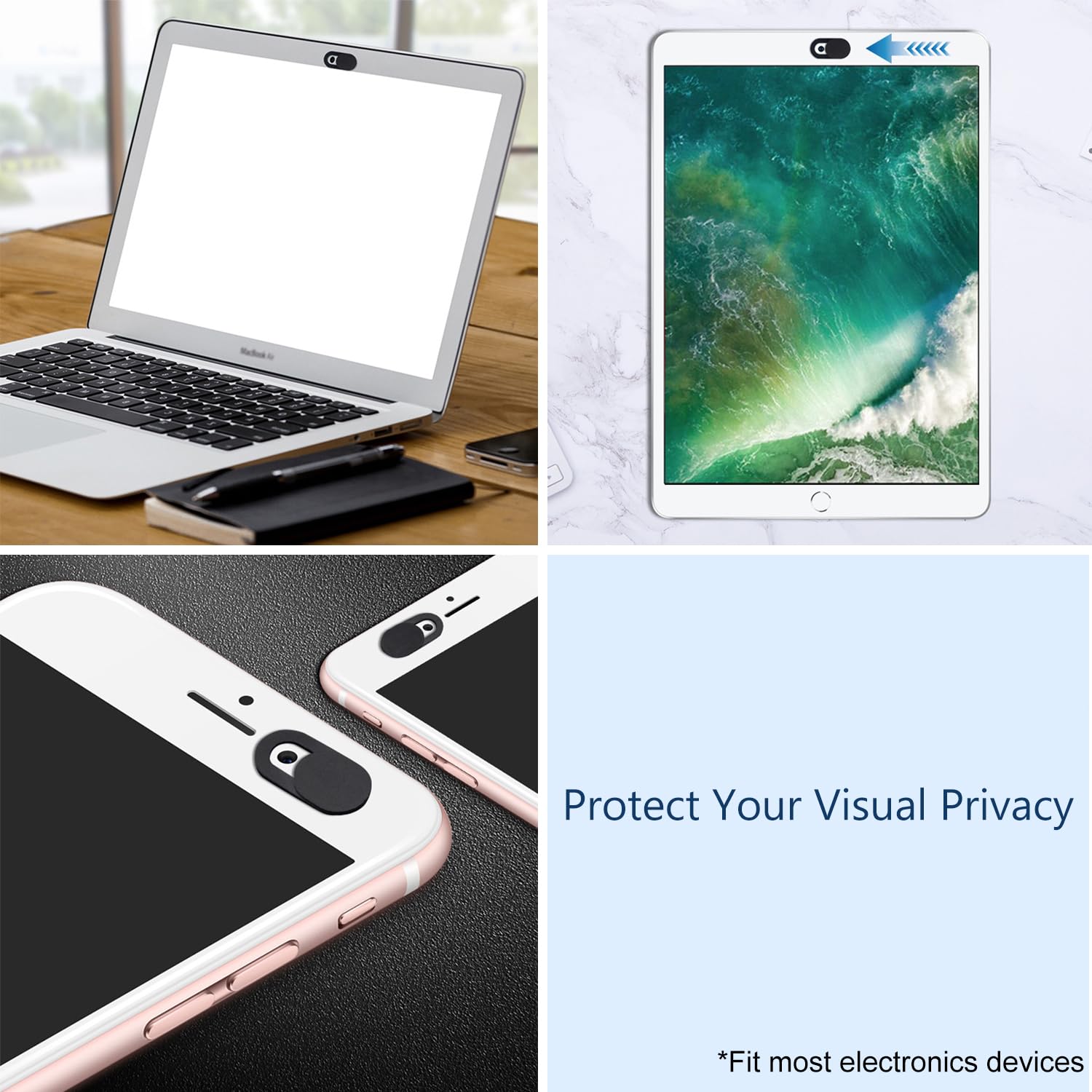 TENOC Webcam-Abdeckung, Kamera-Abdeckung für Laptop/Handy/iPad/PC/Tablet, schützen Sie Ihre Privatsphäre und Sicherheit, 5 Stück, Schwarz