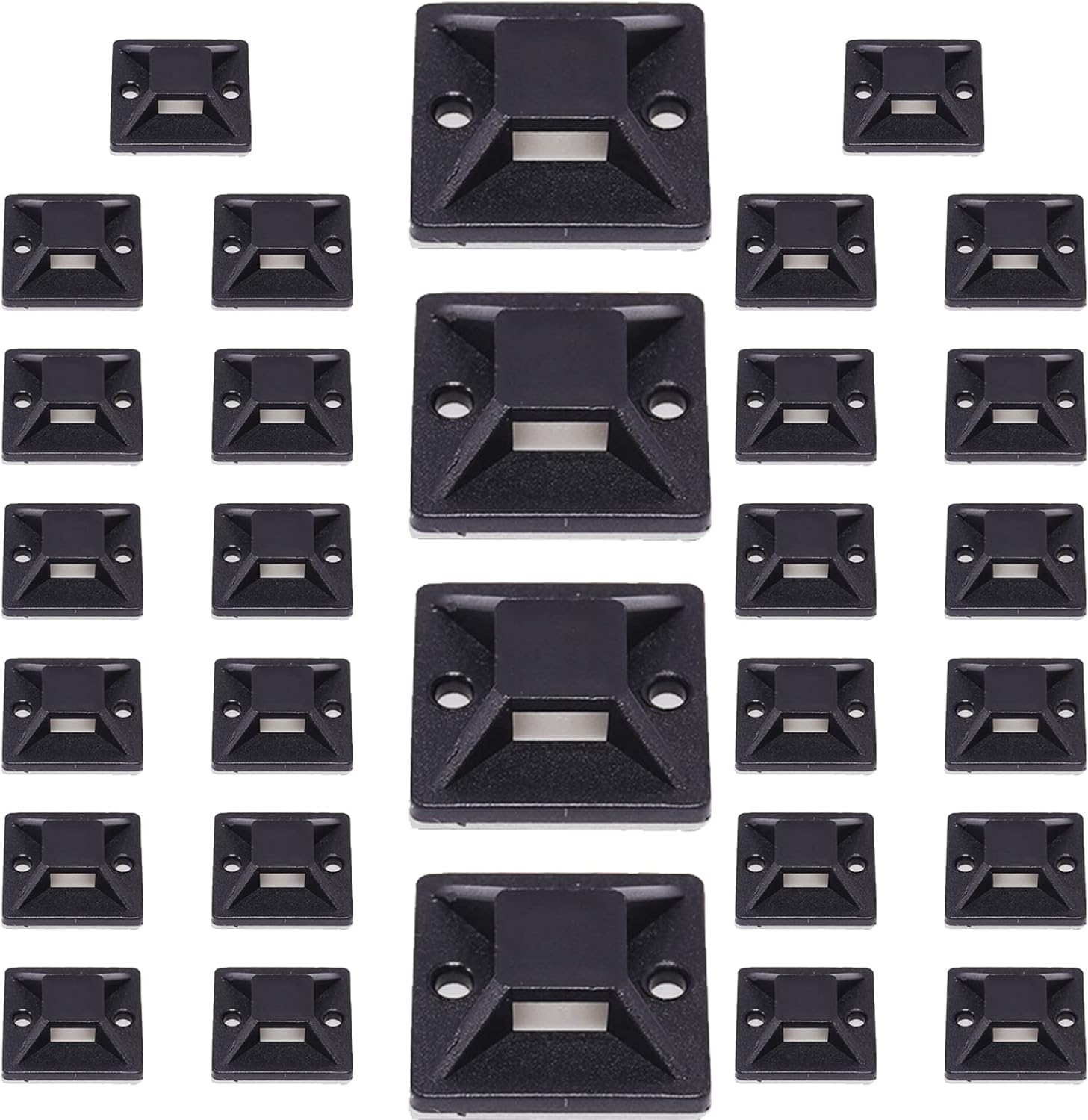 100 Pcs Black Cable Tie Mounts 20mm x 20mm Self Adhesive Wire Tie Base Holders Cable Tie Sticky