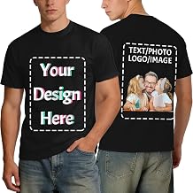 FEEGO Personalized Tee Custom T Shirt, Add Your Text And Image Print, Customized Casual Tshirt For Men Women Adult