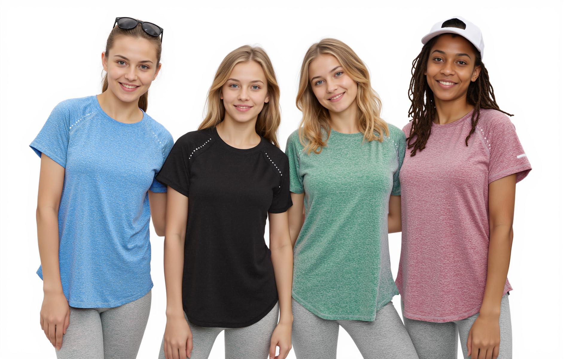 Gyabnw Camiseta Deporte Mujer Manga Corta Cuello Redondo Tira Reflectante En La Espalda Dobladillo Curvo Ropa Deportivo Cómodo Y Transpirable Top para Running, Yoga Y Fitness