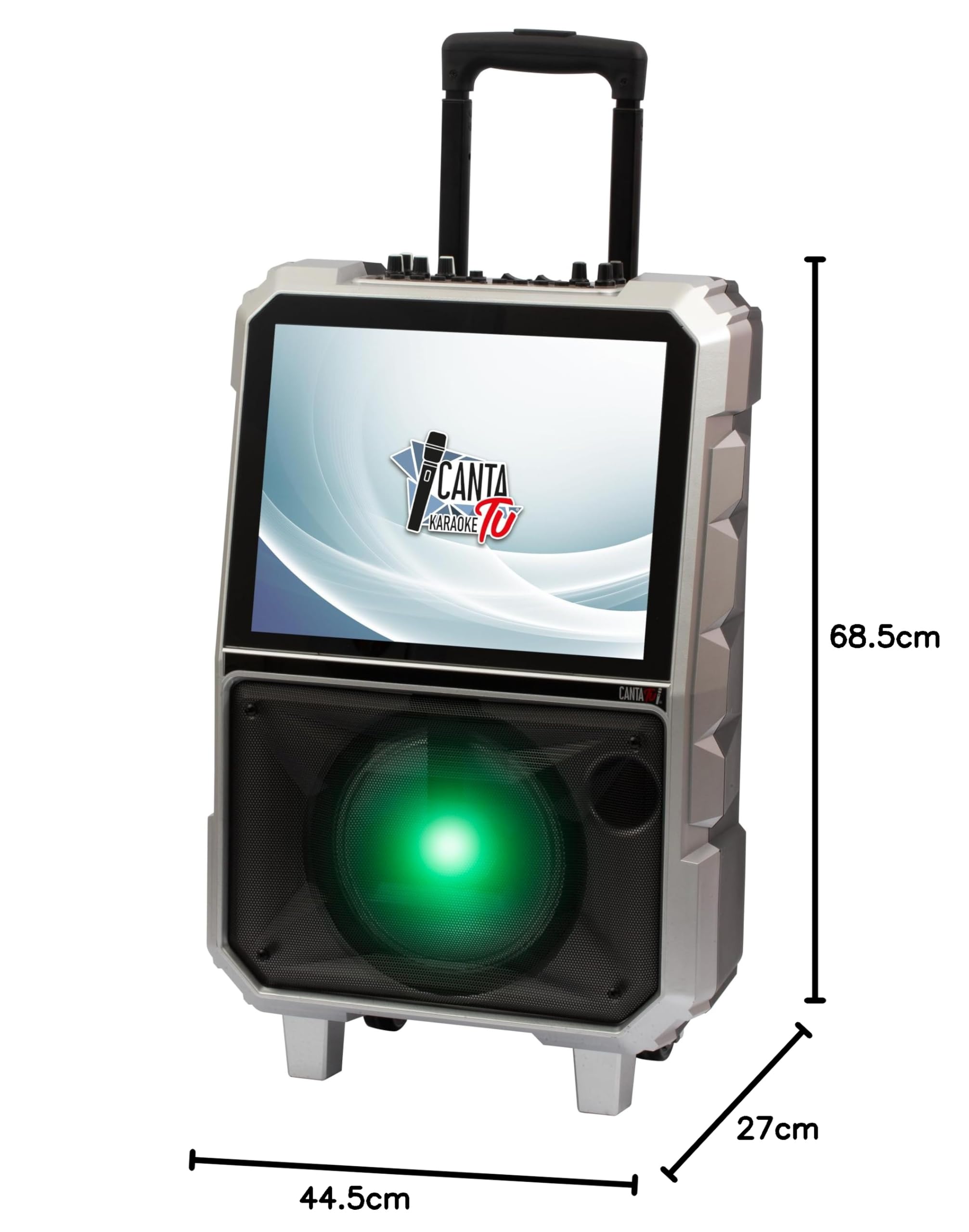 Canta Tu Karaoke 1.5 2024-Karaoke Professionale Con Microfono Wireless, Nuovo Sistema Operativo, Display Touch Più Ampio,Connessione Wi-Fi, Effetti Vocali, Batteria Ricaricabile,Voice Changer, Argento