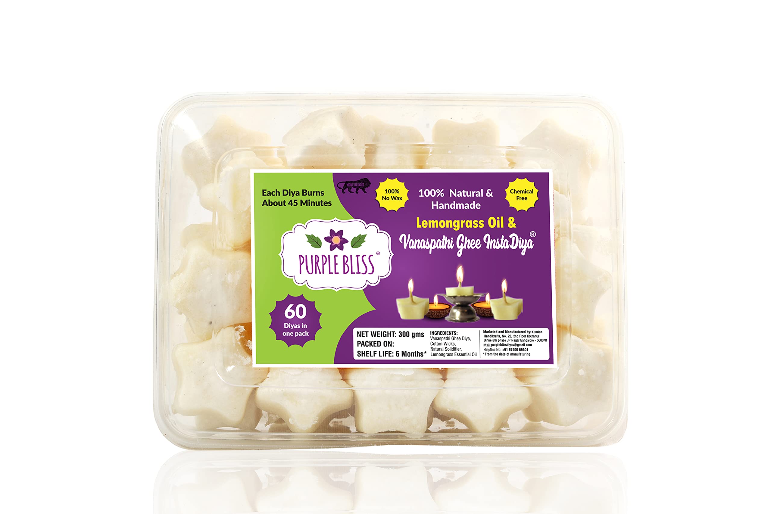 PurpleBliss Vanaspati Ghee Diya (White)