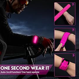 Simket Reflective LED Armband Rechargeable for Running(2 Pack), Running Lights for Runners, Running Lights, High Visibility Reflective Running Gear Adjustable Light Up Arm Bands for Men Women Kids
