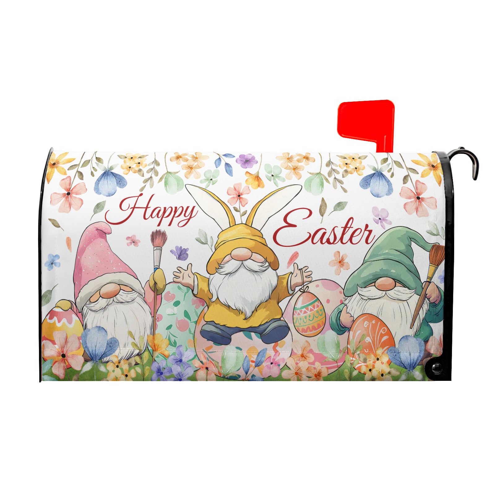 Happy Easter Mailbox Cover Magnetic Standard Size 21x18 Inch Easter Gnomes Mailbox Covers Spring Easter Decoration Outdoor Mailbox Wraps Mailbox Decal Post Letter Box Cover for Home Garden Yard Decor
