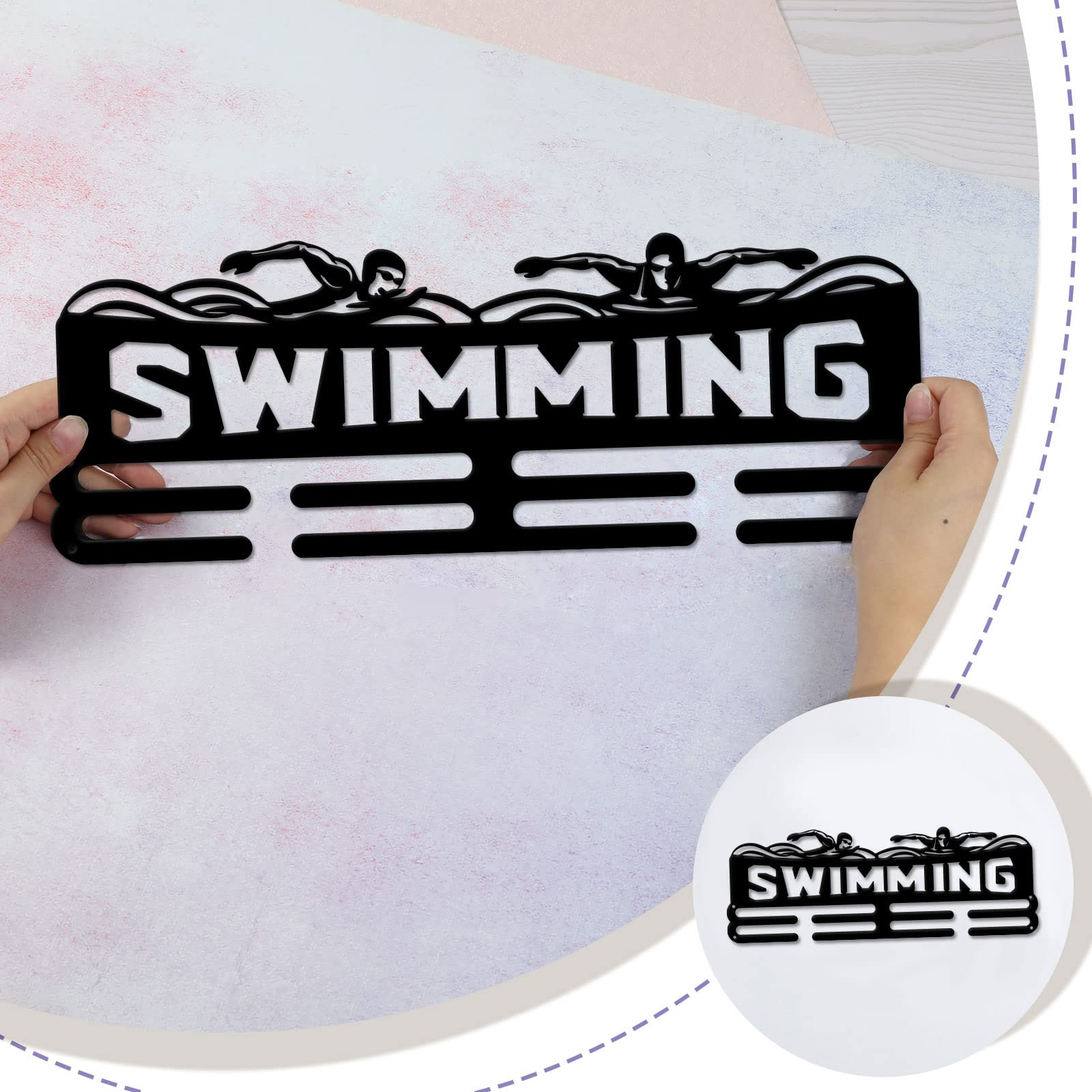 Regalo Motivacional Pared Soporte Medallas SUPERDANT - 17 Ganchos Metal -  40x15cm Pared Negro Panel Metálico Medallas, image size:1600x1600