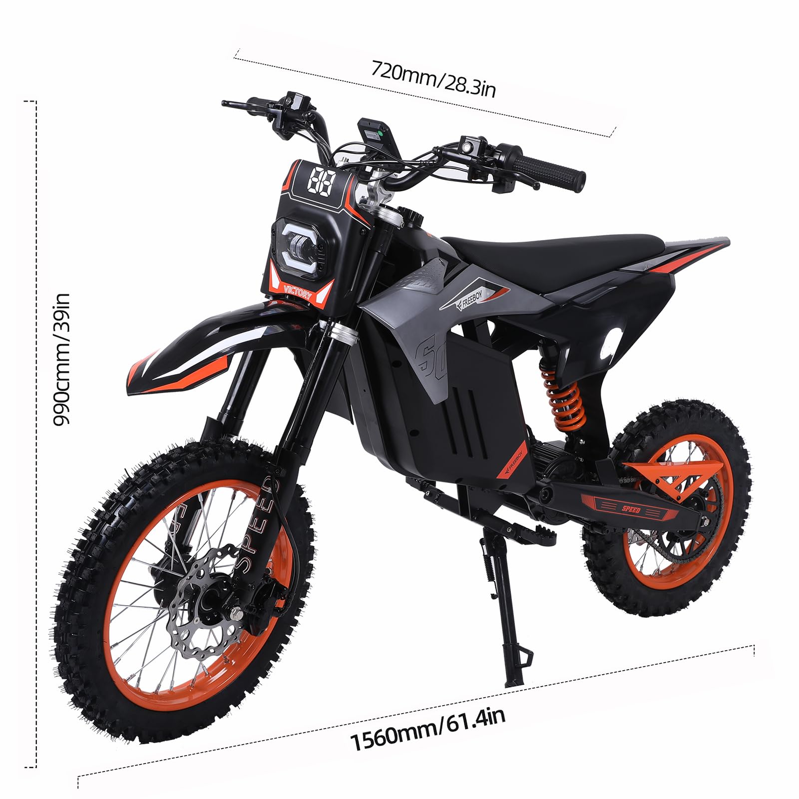 HWWH D5 E-Motocross Elektro Motorrad 48V 30Ah Akku, kraftvoller Motor, 14/12 Zoll Offroad-Reifen, Dual-Hydraulikbremse, Federung – 50km Reichweite – Nur für Privatgelände