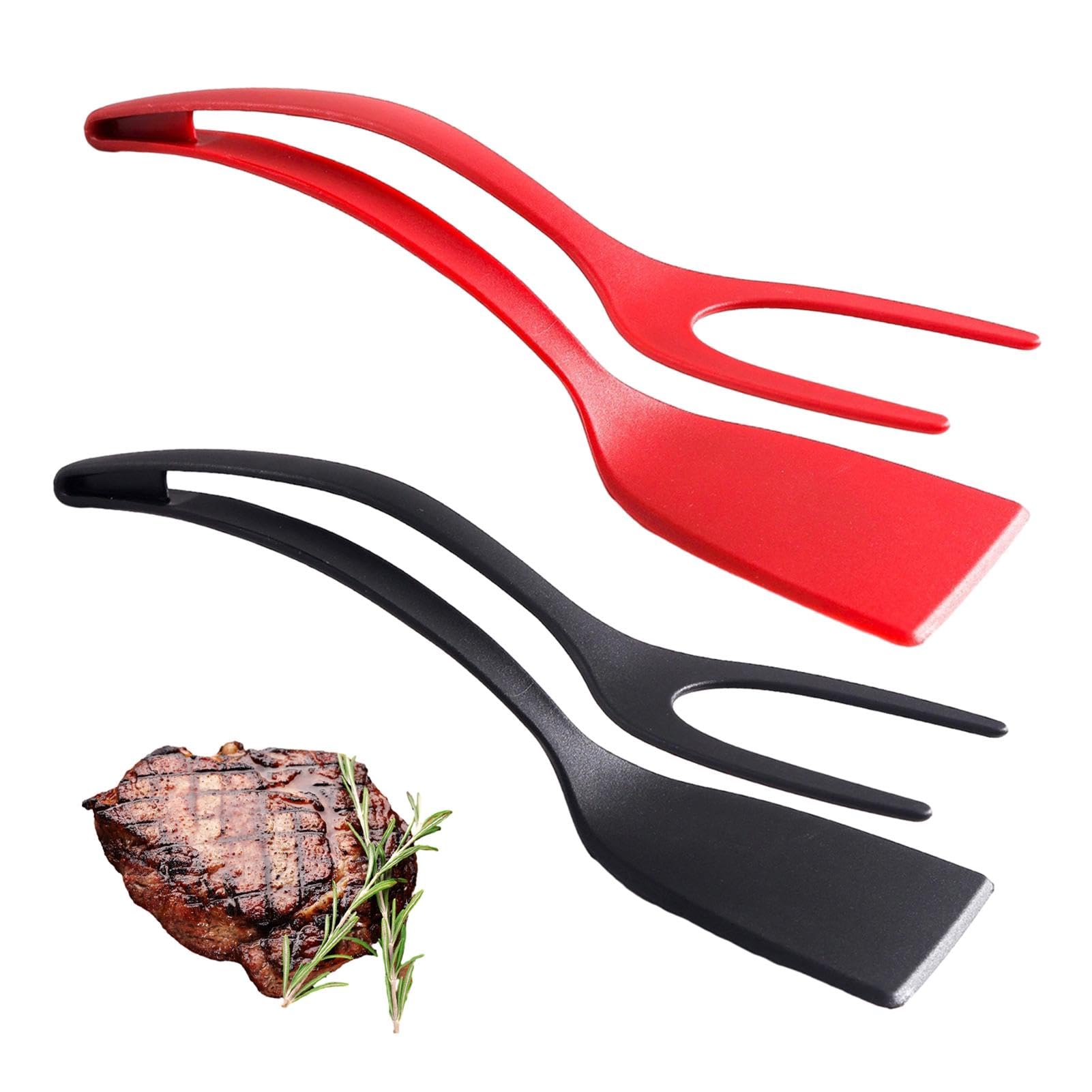Egg Spatula, 2 Pcs 2 in 1 Grip & Flip Kitchen Grip and Flipp Tongs Spatula Tongs for Pancakes, Fish, Eggs Turners, Frying Turning Grilling Cooking Tool