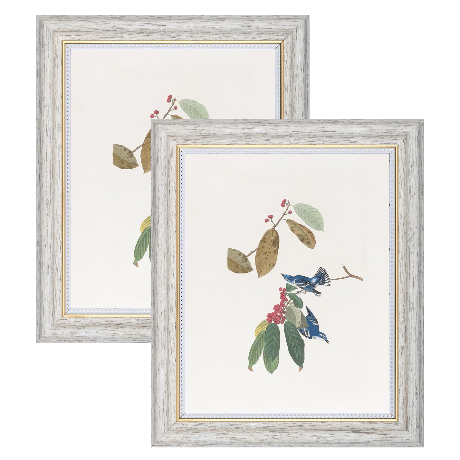 YoHyien 10x8 Vintage Photo Frames Set of 2, Distressed Shabby Chic Picture Frames with Mount for Wall Hanging, Landscape and Portrait Retro Postcard Frame for Desktop Display (White, 10 x 8 in) — image 1