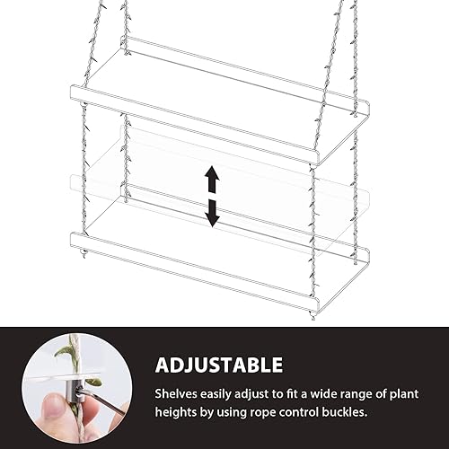Miniatura 4 de Sumerflos Estantes acrílicos de 2 niveles para ventana de cocina, dormitorio, sala de estar, cajas dobles de flores de 16 pulgadas, estantes