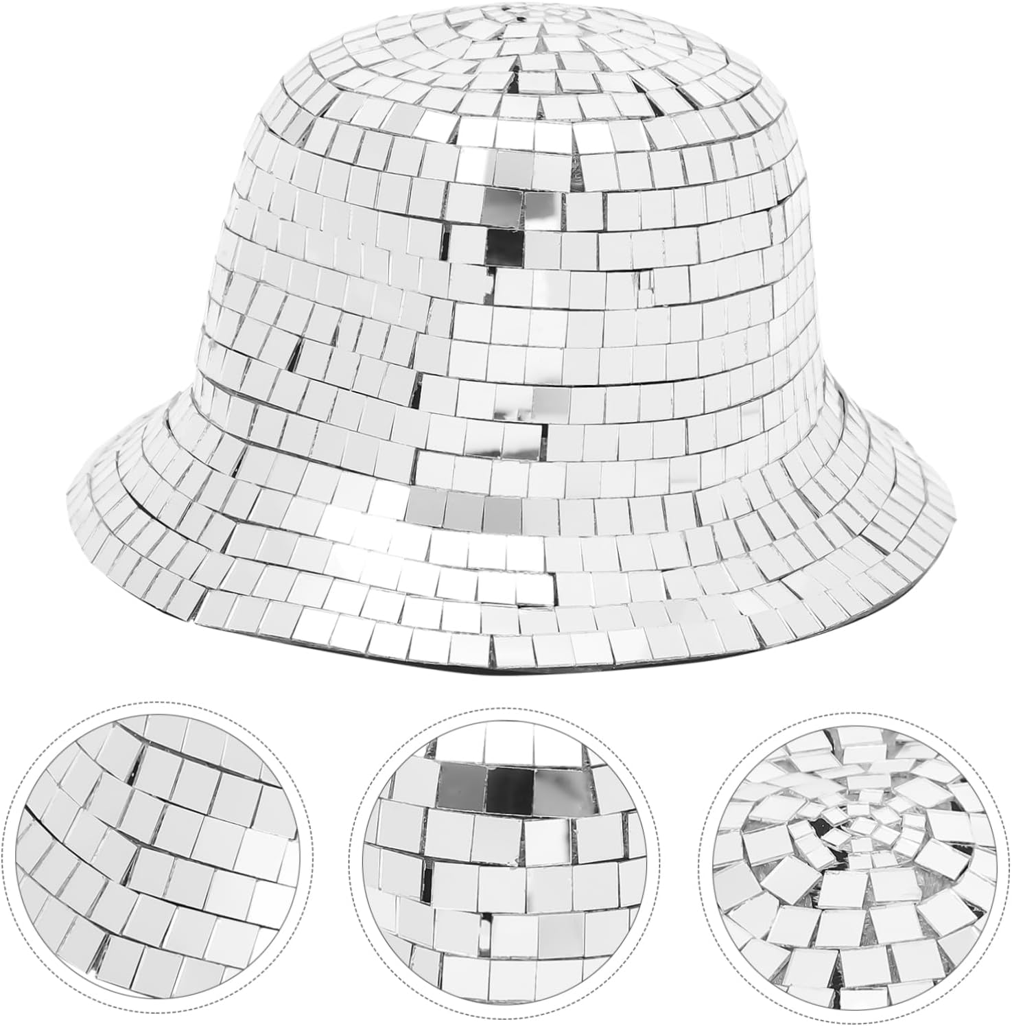 Garneck Western Mirrored Disco Hat for Festivals Sparkly Bucket Cap for Men Women Lightweight Cowgirl Party Headwear Shiny Costume Accessory for Dance Events