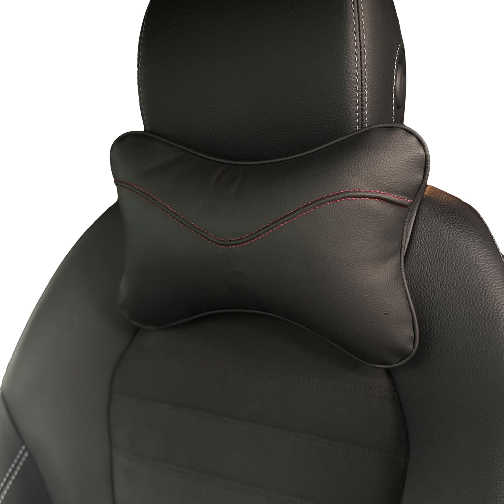 duoyif Reposacabezas Coche Reposacabezas De Coche De Cuero y Algodón, Cojin Cervical Coche Soporte para El Cuello del Auto, Reposacabezas para Silla De Coche Silla De Oficina Silla Gaming (Negro)