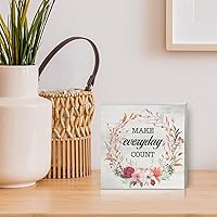 Vista 5 de Caja inspiradora de madera con texto en inglés "Make Everyday Count", decoración rústica con frase motivacional, con texto en inglés, caja
