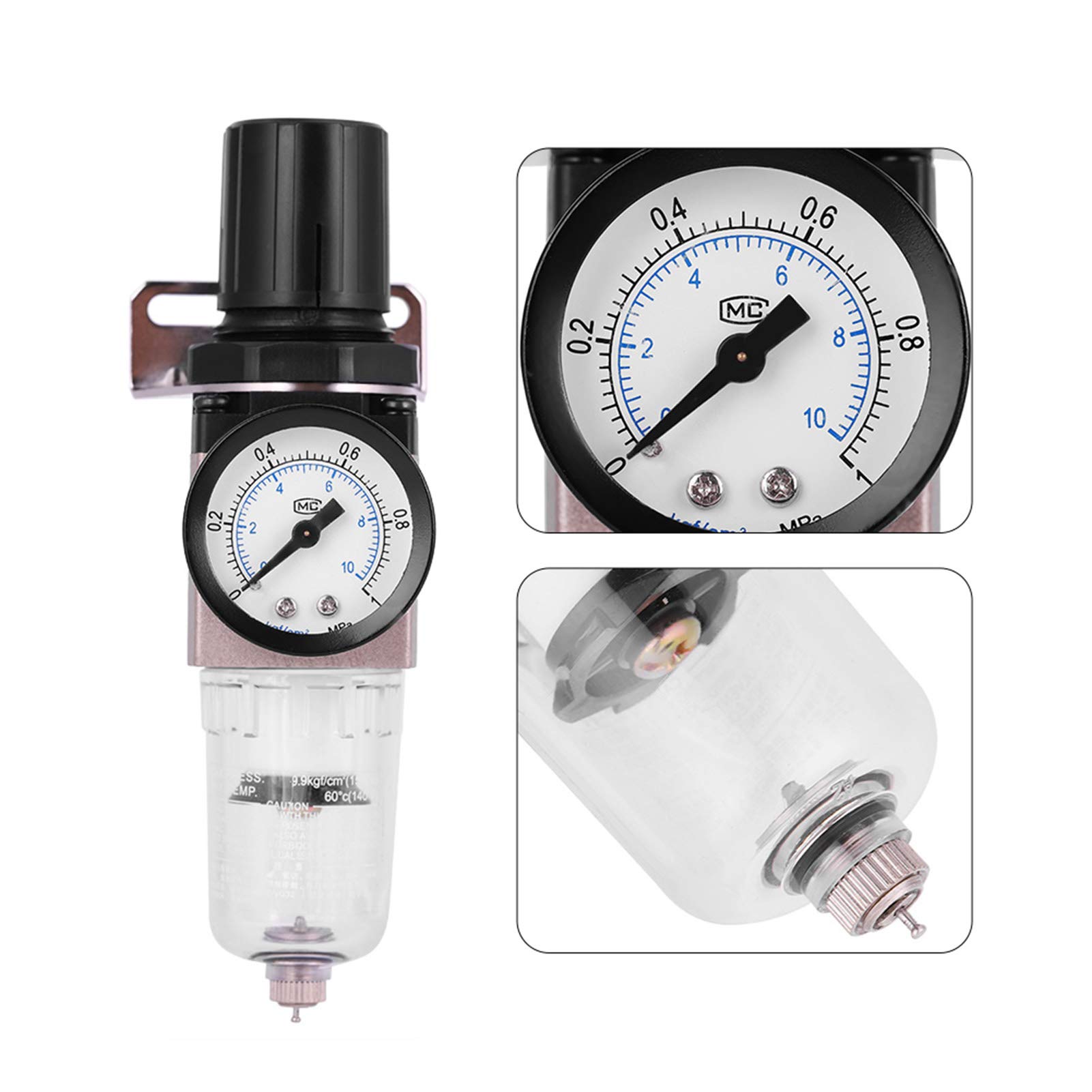 Régulateur de Pression de Filtre, AW2000-02 Régulateur de Pression de Filtre Unité de Traitement de Source D'air Séparateur D'eau D'huile pour, Combos de Régulateur de Filtre