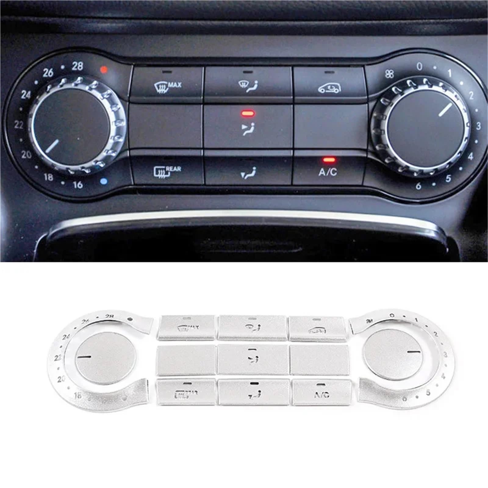 Compatibile Con Benz Per CLA Per GLA 2013-2018 Interruttore Pulsante Auto Adesivo Adesivo Accensione spegnimento Console Centrale Pulsante Aria Condizionata Adesivi pulsanti interni auto