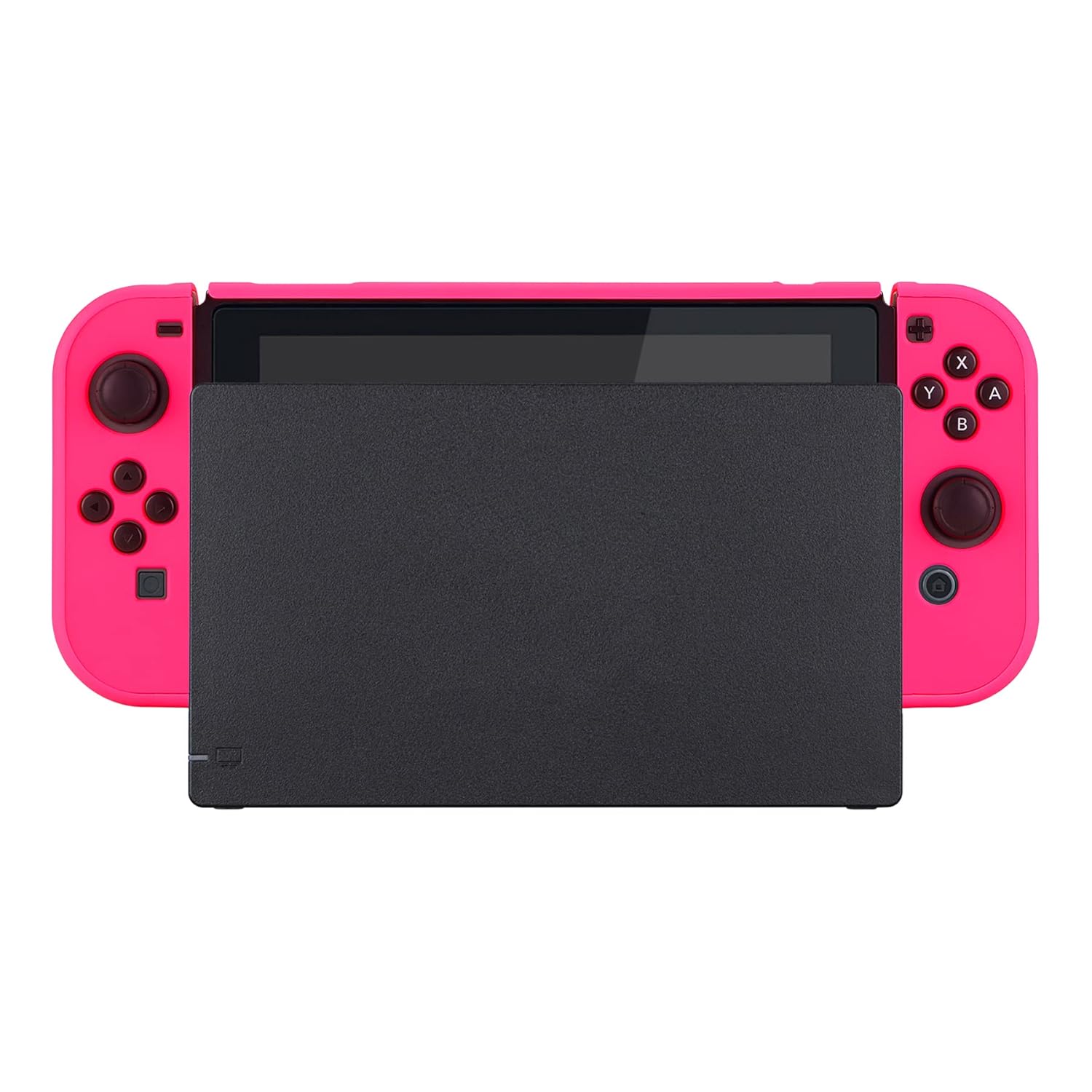 eXtremeRate PlayVital Cover for Nintendo Switch, Protective Case Protector for Switch - Shock-Absorbent Anti-Scratch Dockable Easy to Install Durable Hard Shell Game Accessories, Bright Pink