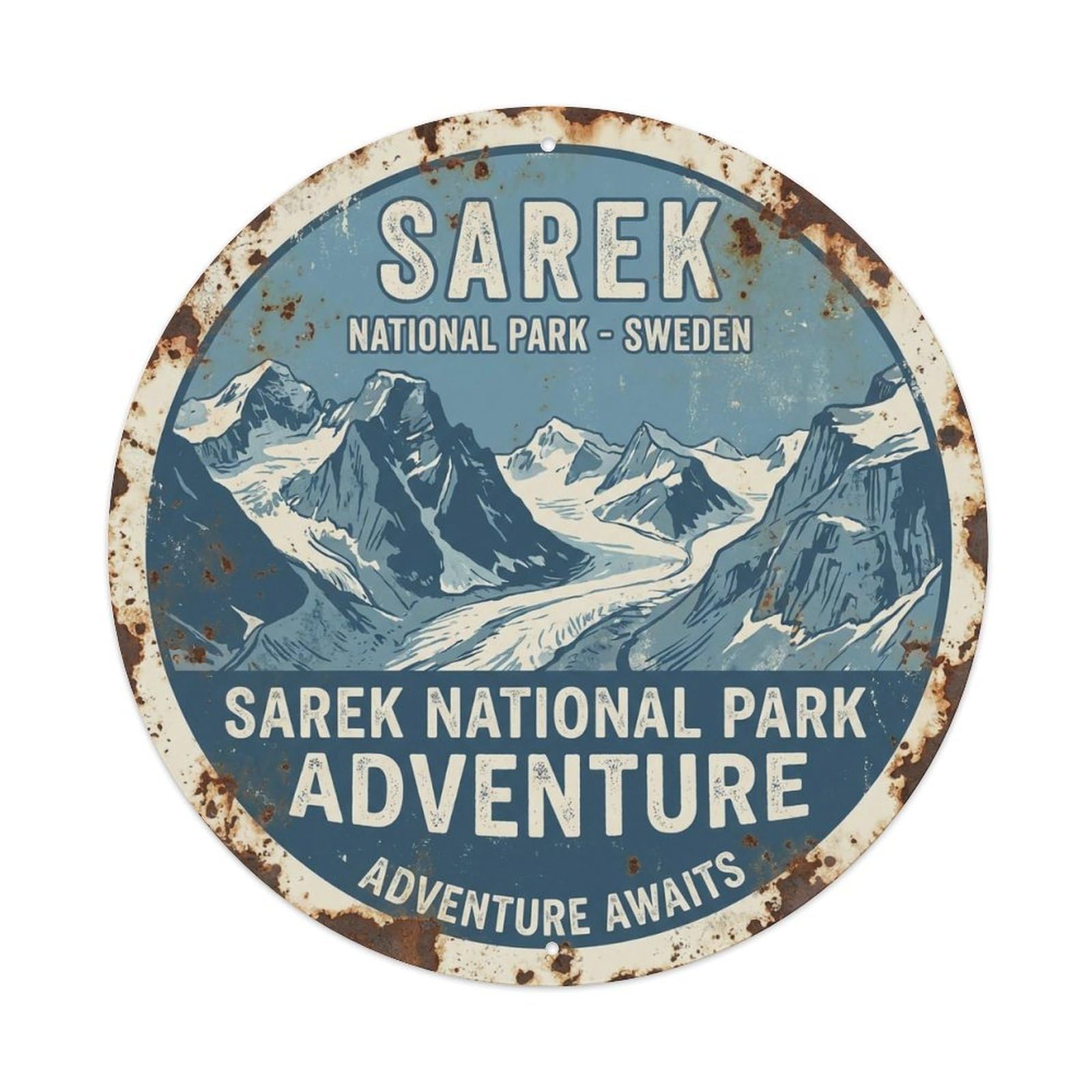 Okahys 8X8inch(20X20cm) Vintage Travel Sarek Sweden Mountains Metal Tin Sign