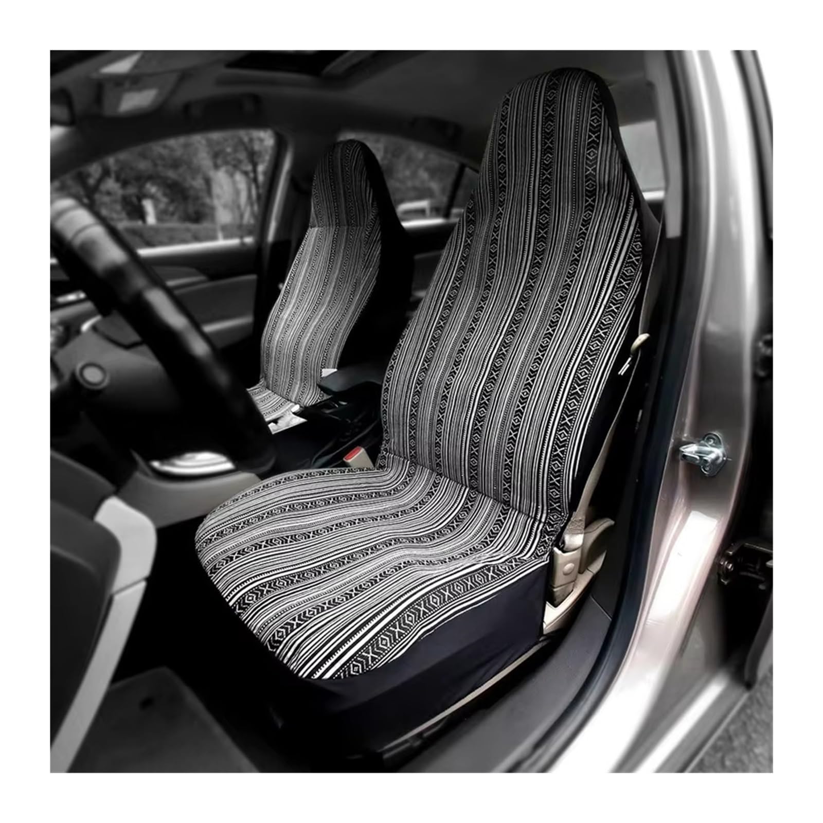 Protezione Sedili Auto Coprisedili Per Auto A Righe Set Completo Con Imbottiture Per Cinture Di Sicurezza Coprivolante Coprisedili Lavabili Universali Per Auto(Blue)