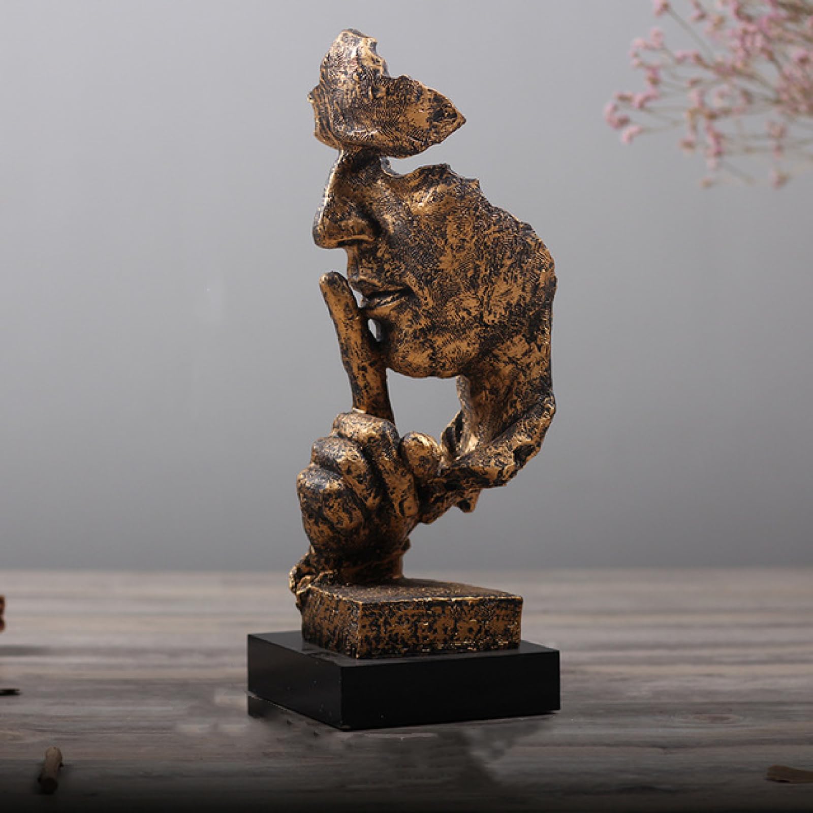 DANETI Nordic Silence Is Gold Statue Resin Abstract Sculpture Figurine Home Decoration Modern Art Office Desk Decoration 11