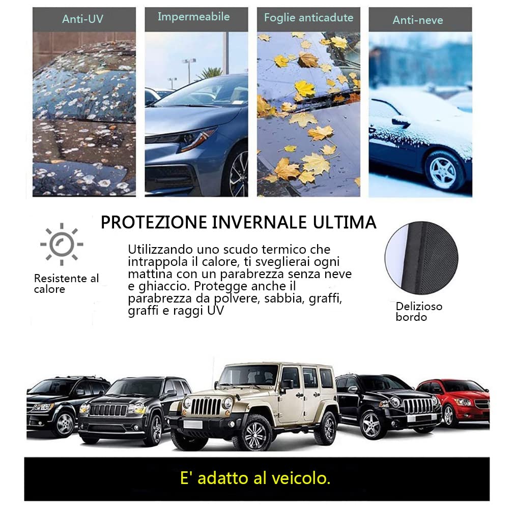 Copertura per Parabrezza per Auto,Protezione Parabrezza Antighiaccio,Visiera,Protezione per Neve,Ghiaccio,UV e Gelo,Tessuto Oxford,Facile da Installare-Universal Square