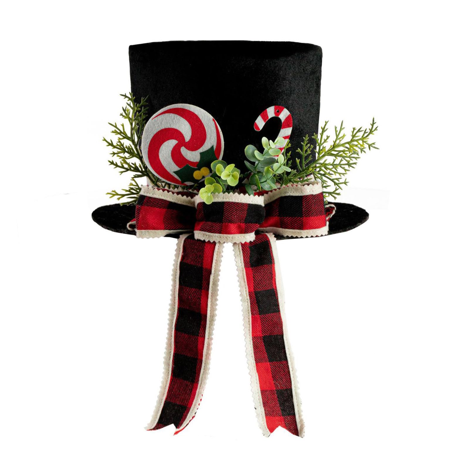 Kalttoy Stylish Black Cloth Christmas Star Ornament and Ribbon Bowknot for Tree Top Decoration Easy Installation Accessories Christmas Tree Black Bowknot Hat