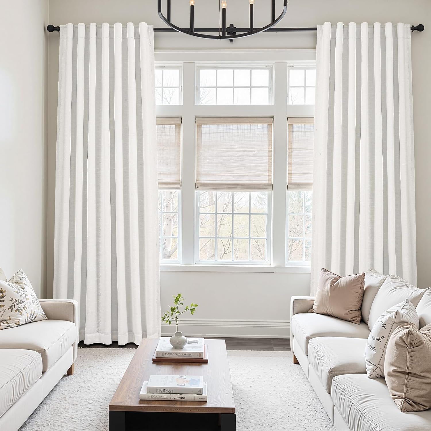 Topfinel 84 Inch Long Natural Blackout Curtains for Bedroom Livingroom, Farmhouse Back Tab Pinch Pleated Drapes for Track System,Neutral Linen Ambiance & Privacy Drapes Natural 52" W*84" L