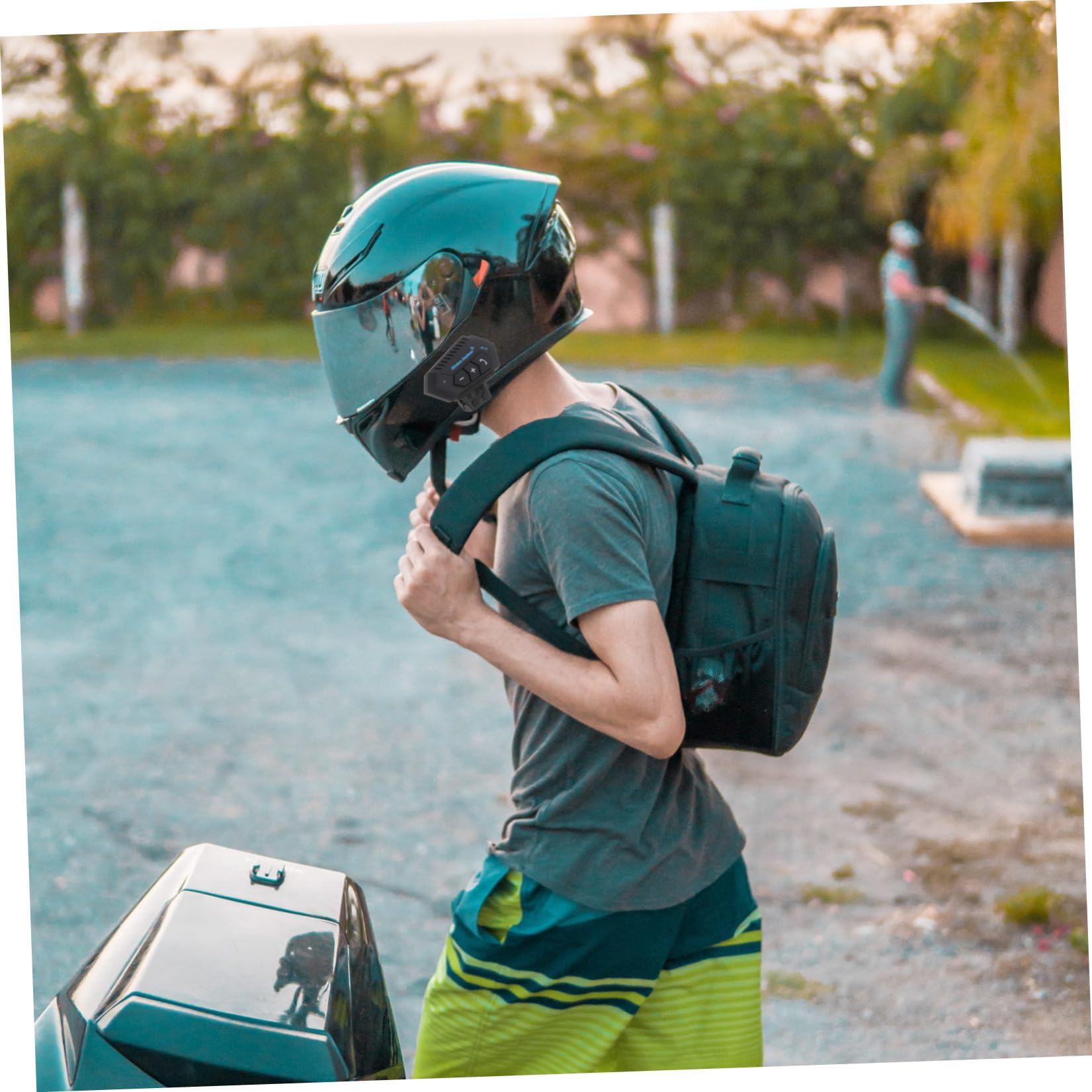 Auricolare Wireless per Casco da Motocicletta Versione 4.1, Cuffie Stereo Impermeabili in Plastica Nera, Connessione Stabile e Comfort per Guida e Attività Outdoor