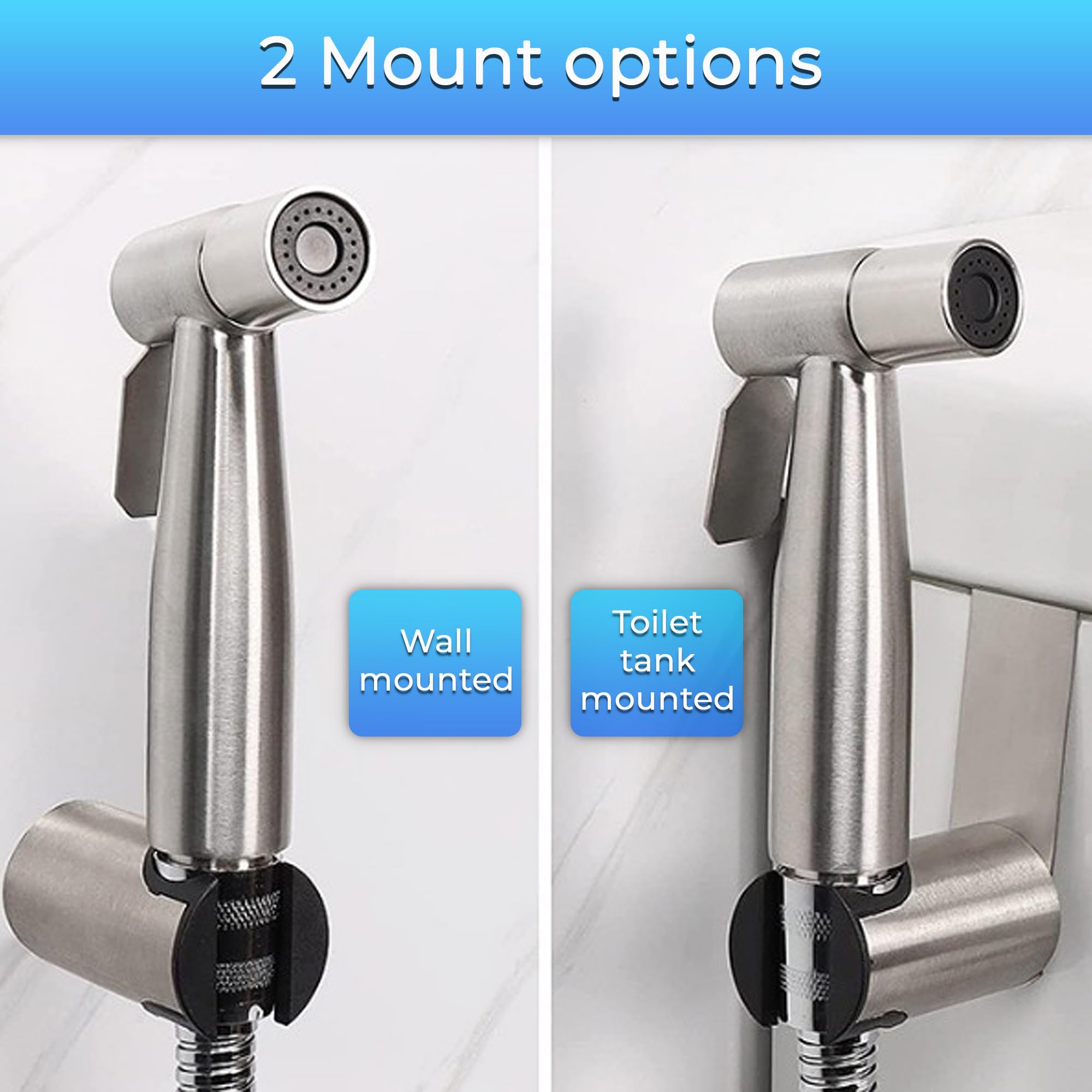 Doccetta Per Bidet In Acciaio Inox - Con Supporto Da Parete, Tubo Flessibile, Per Igiene Intima - Foto 7