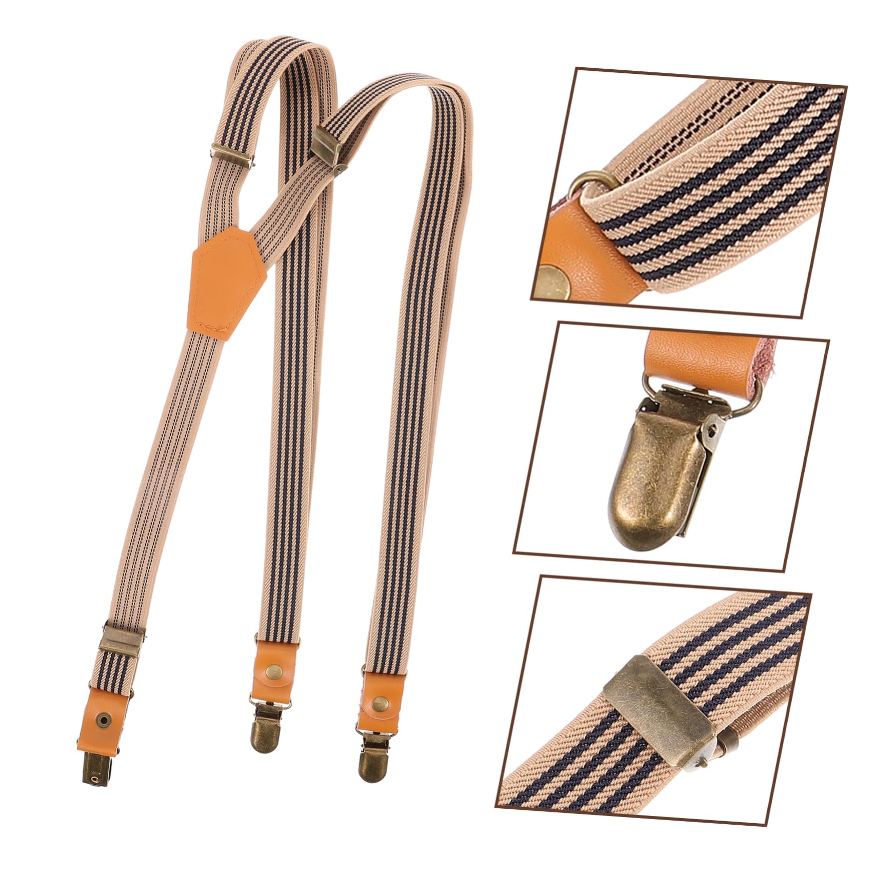 4pièces Bretelles Élastiques Ajustables Pour Hommes Accessoire Pratique Et Confortable Pour Costumes Et Jeans Design y Avec Rayures