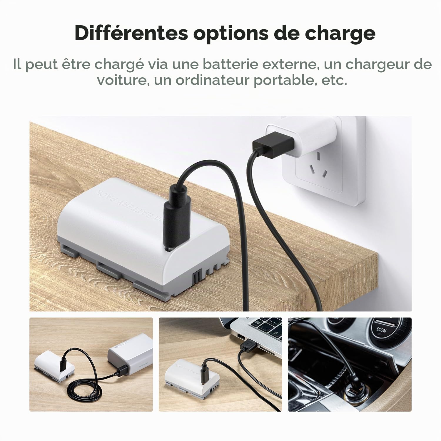 K&F CONCEPT LP-E6NH Batterie 2600mAh Grande Capacité avec Interface de Charge Directe de Type C Compatible avec Canon EOS 90D/80D/70D/5D Mark II III IV/5DS SR/6D/6D Mark II/R5 R6 R6 II R7 (2 Batterie)