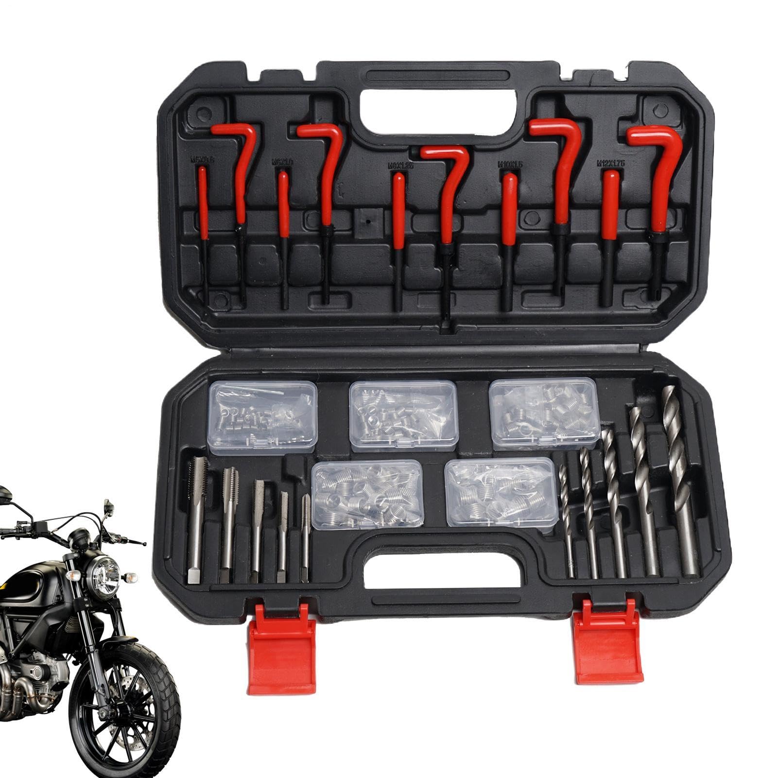 Kit riparazione filettatura inserti filettati per uso intensivo | Inserimento a filo per riparazione filetti Per Officina Domestica, Meccanica Industriale, Veicoli e Motori