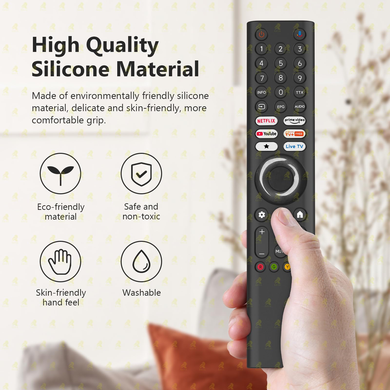 RAYA Silicone Protective Cover Compatible with Xiaomi Mi TV Remote | 2025 Edition Mi FX/F Series/F Pro/X Pro/X Series TV Remote Case [Remote Not Included] (Black) — Amazon image 2