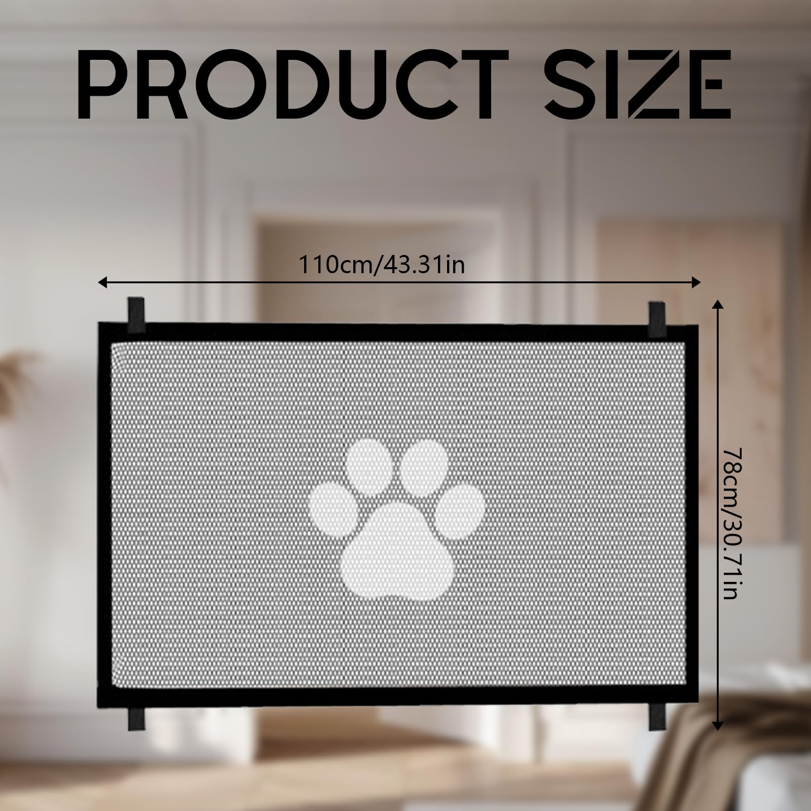 Barrière de Sécurité 110x78CM, Barriere de Securite Chien Résistante à l'usure et à la Déchirure, Barrière de Sécurité Chien sans Percage Adaptéee aux Escaliers, Couloirs, Cuisines