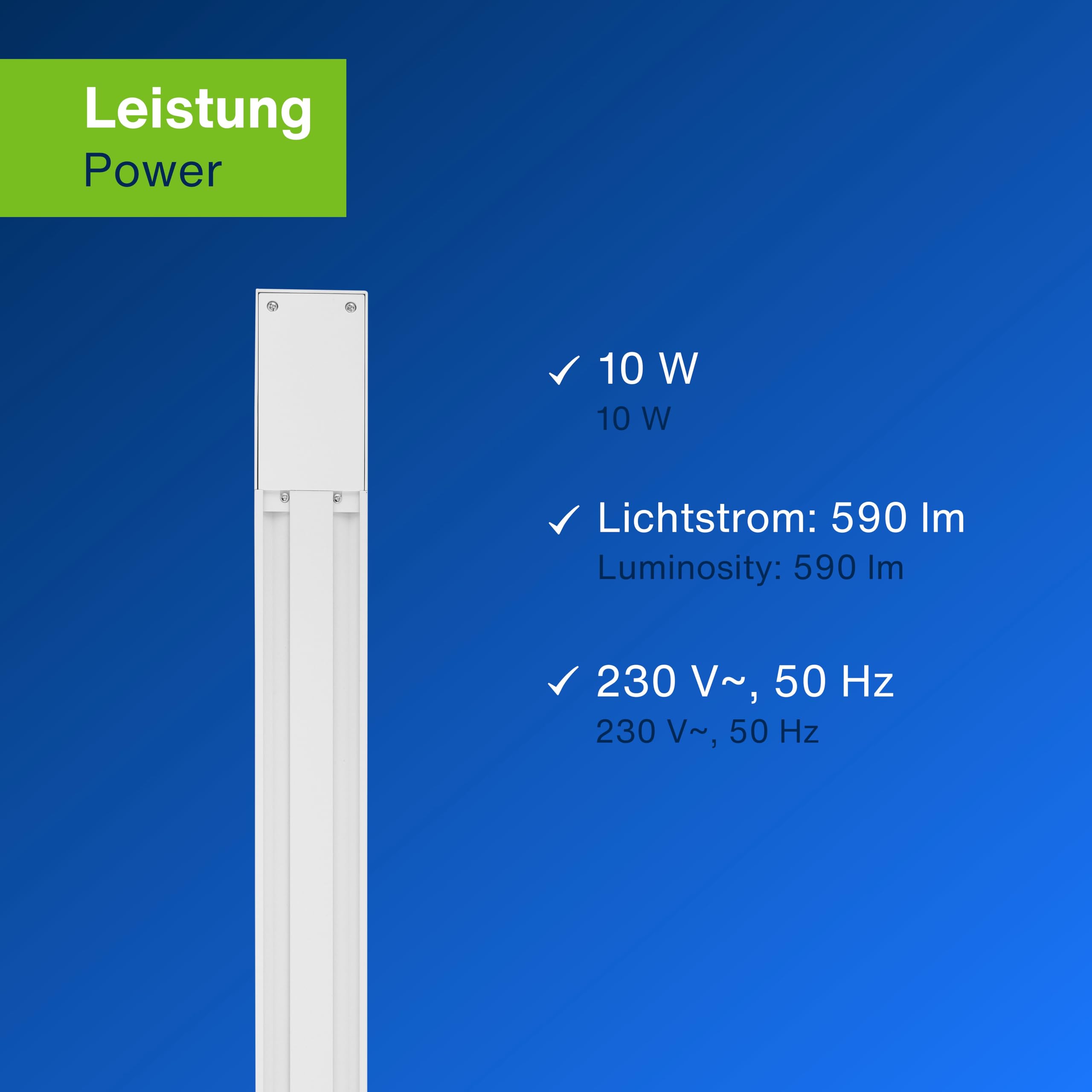 REV Lampada da incasso a LED da cucina, illuminazione per armadio, 60 cm, 25.000 h, striscia LED 10 W, 590 lm, bianco