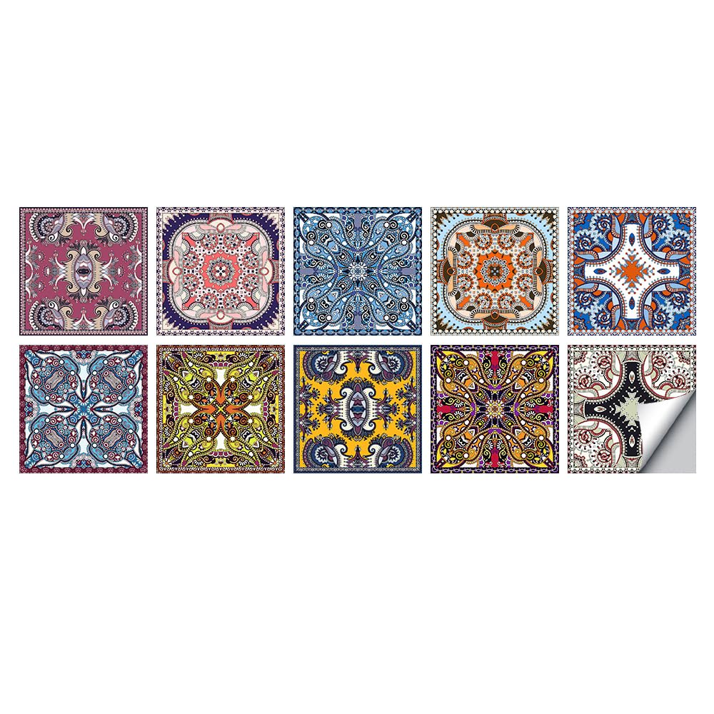 LMYSXAOZ Tile Stickers Stick on Tiles, Self Adhesive Wall Tiles for Bathroom Kitchen, Oil Proof DIY Peel and Floor Vintage Mandala (30x30cm,Mandala7)