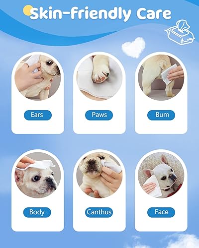 Miniatura 6 de Pawaboo Toallitas para perros para patas y traseros, toallitas hipoalergénicas sin perfume para perros y gatos, toallitas suaves y gruesas para