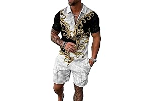 Men's Track Suits 2 Piece Summer Short Sets Outfits Fashion Polo Shirt...