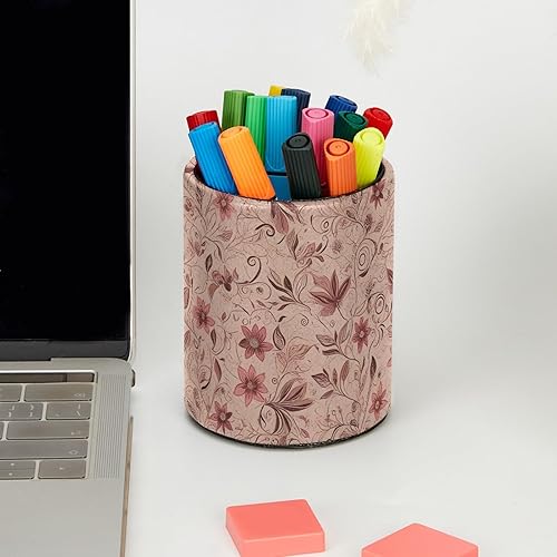 Miniatura 5 de Organizador de bolígrafos de escritorio con flores de plantas rosas retro, soporte para brochas de maquillaje, soporte para lápices para escritorio,