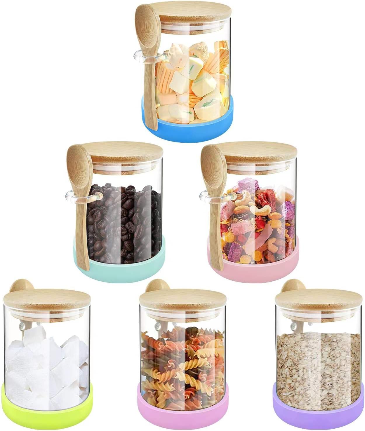 Glass Jars with Bamboo Lids and Spoons, 18.26 oz Borosilicate Glass Jars Overnight Oats Containers, Airtight Clear Food Storage Canister for Cookie, Candy, Coffee Bean, Sugar, Spices, Dry Goods Glass Jars with Bamboo Lids and Spoons, 18.26 oz Borosilicate Glass Jars Overnight Oats Containers, Airtight Clear Food Storage Canister for Cookie, Candy, Coffee Bean, Sugar, Spices, Dry Goods