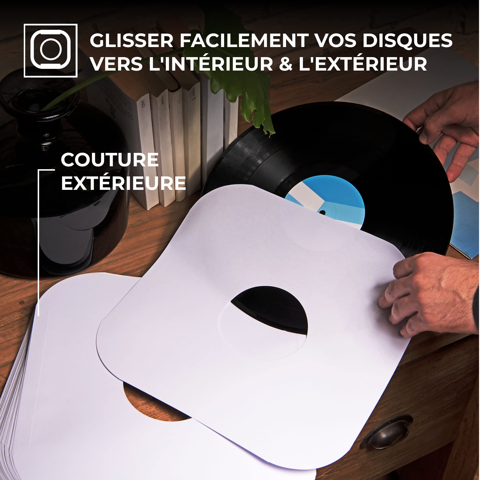 Big Fudge Pochettes intérieures pour Disques Vinyles - 30.5cm x 50 Pièces - Papier Épais et sans Acide Protection de Vinyle - Pochette Intérieure Antistatique Disque 33 Tours
