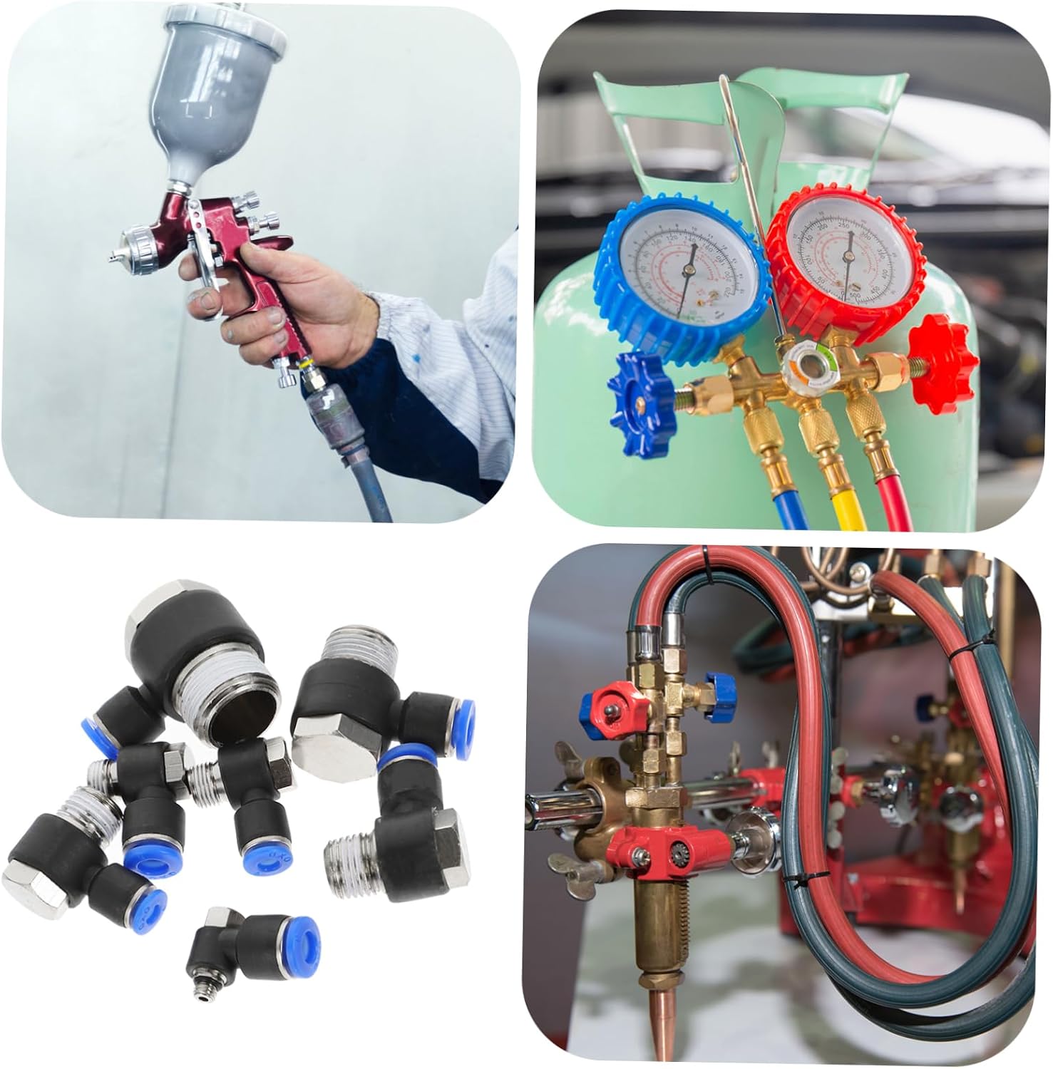7pcs Pneumatic Joints Air Compressor Hose Fittings Quick Connect Male to Male Hose Adapter