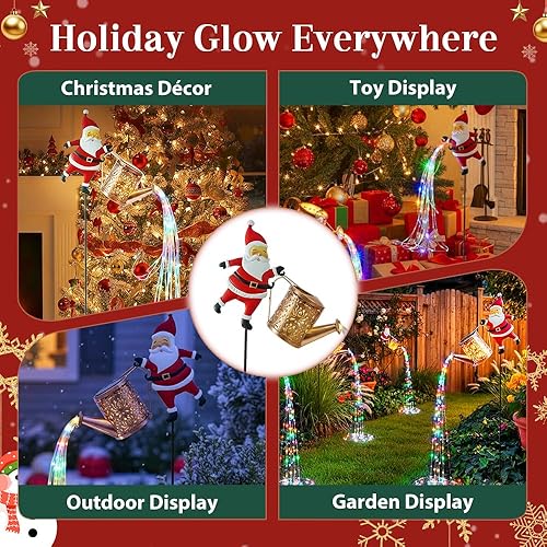 Miniatura 7 de Decoraciones solares de Navidad, 2026 nuevas luces solares de Papá Noel para exteriores, farol de jardín impermeable de metal para patio, césped,