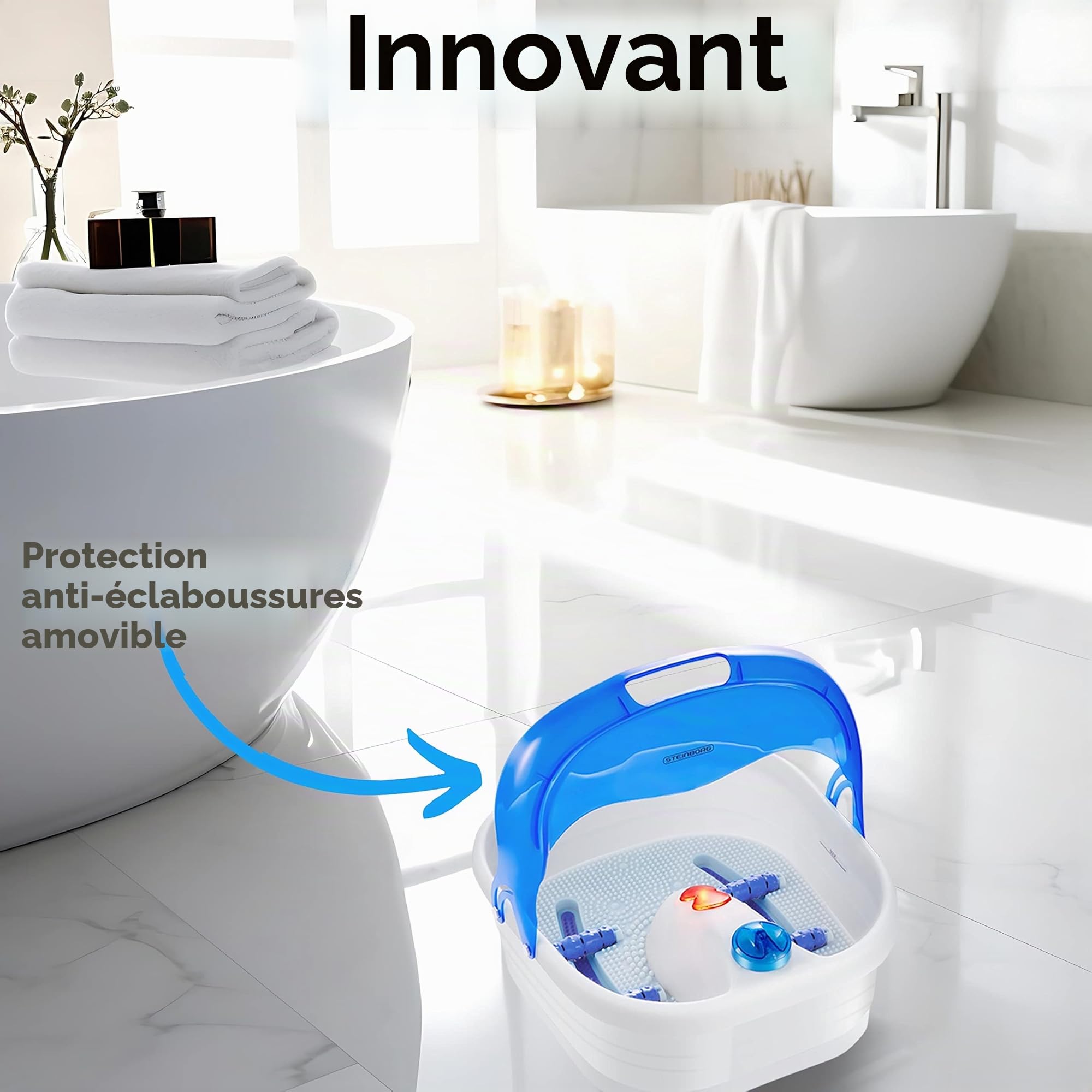 Bain bouillonnant pour les pieds | Massage des pieds | 4 pieds – Zones de réflexologie – Massage | Effet jacuzzi | Chaleur infrarouge | Massage thermique pour pieds | Appareil de massage des pieds |